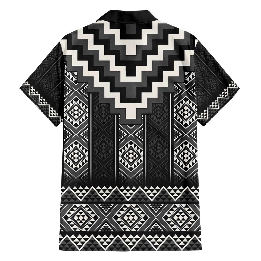 Black Taniko Aotearoa Family Matching Off Shoulder Short Dress and Hawaiian Shirt Niho Taniwha Mix Poutama LT14