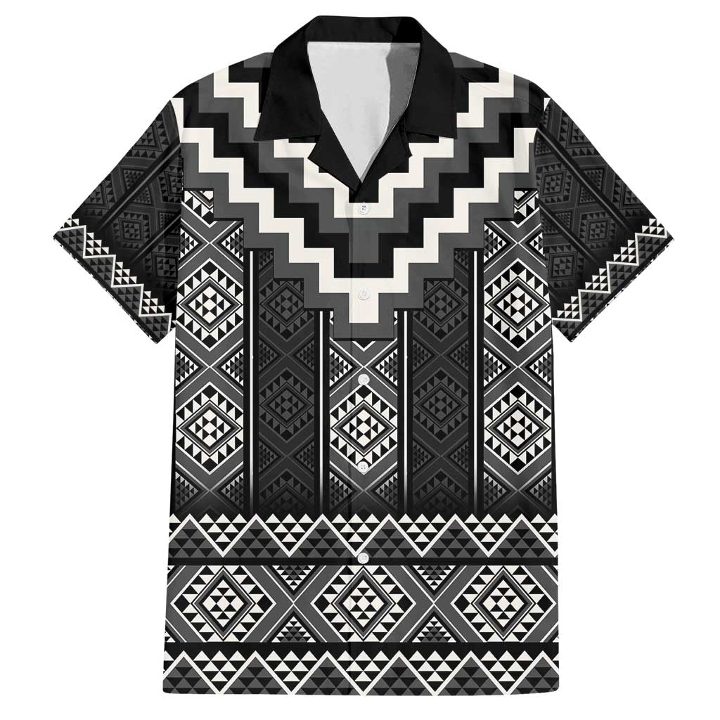 Black Taniko Aotearoa Family Matching Puletasi and Hawaiian Shirt Niho Taniwha Mix Poutama LT14