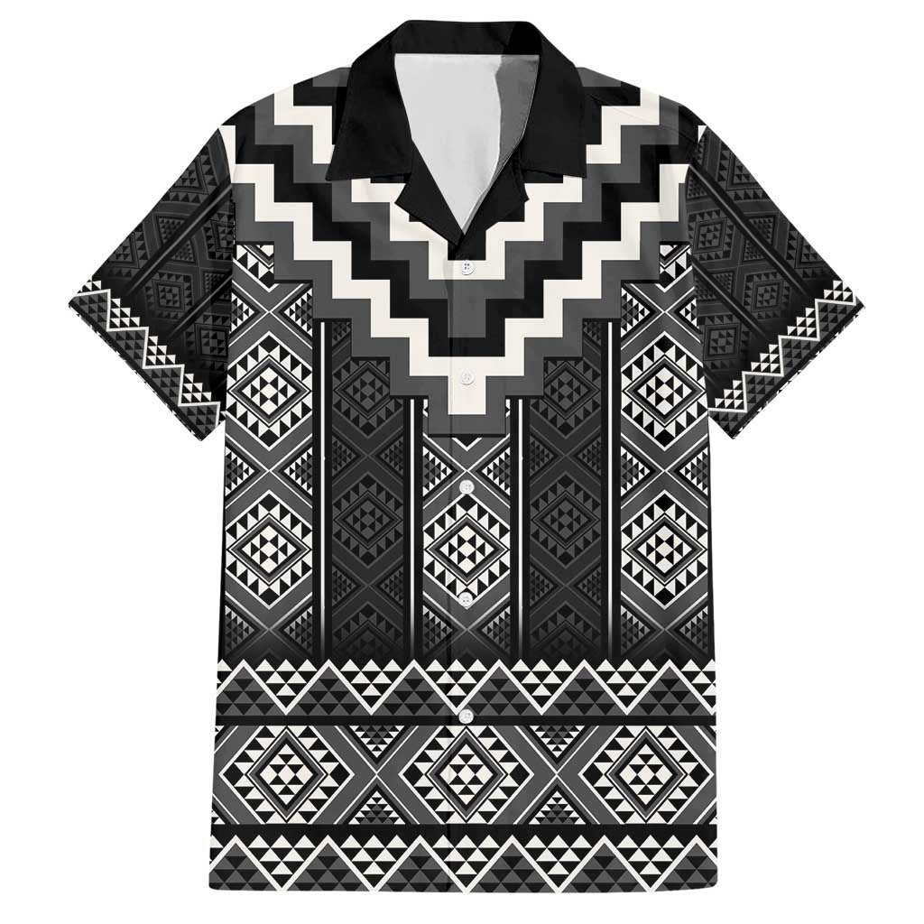 Black Taniko Aotearoa Hawaiian Shirt Niho Taniwha Mix Poutama - Vibe Hoodie Shop