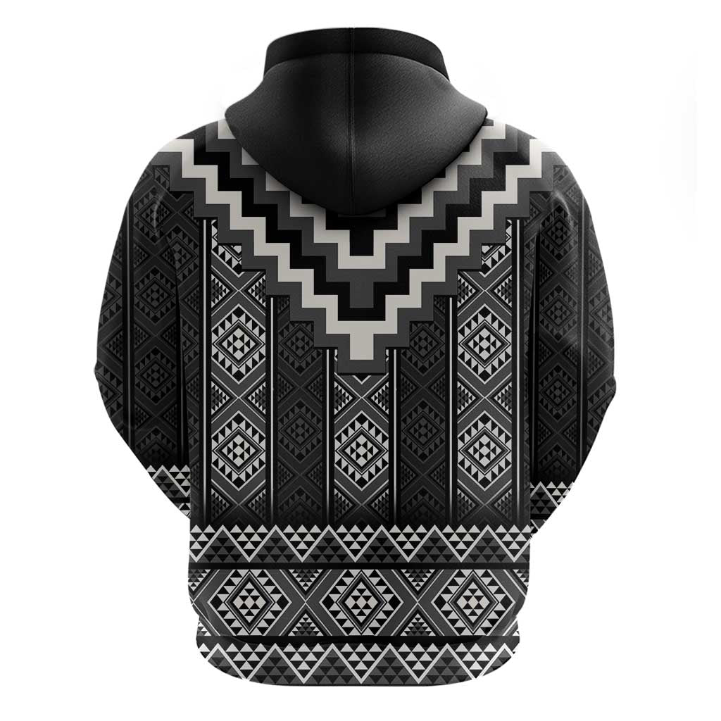Black Taniko Aotearoa Hoodie Niho Taniwha Mix Poutama - Vibe Hoodie Shop