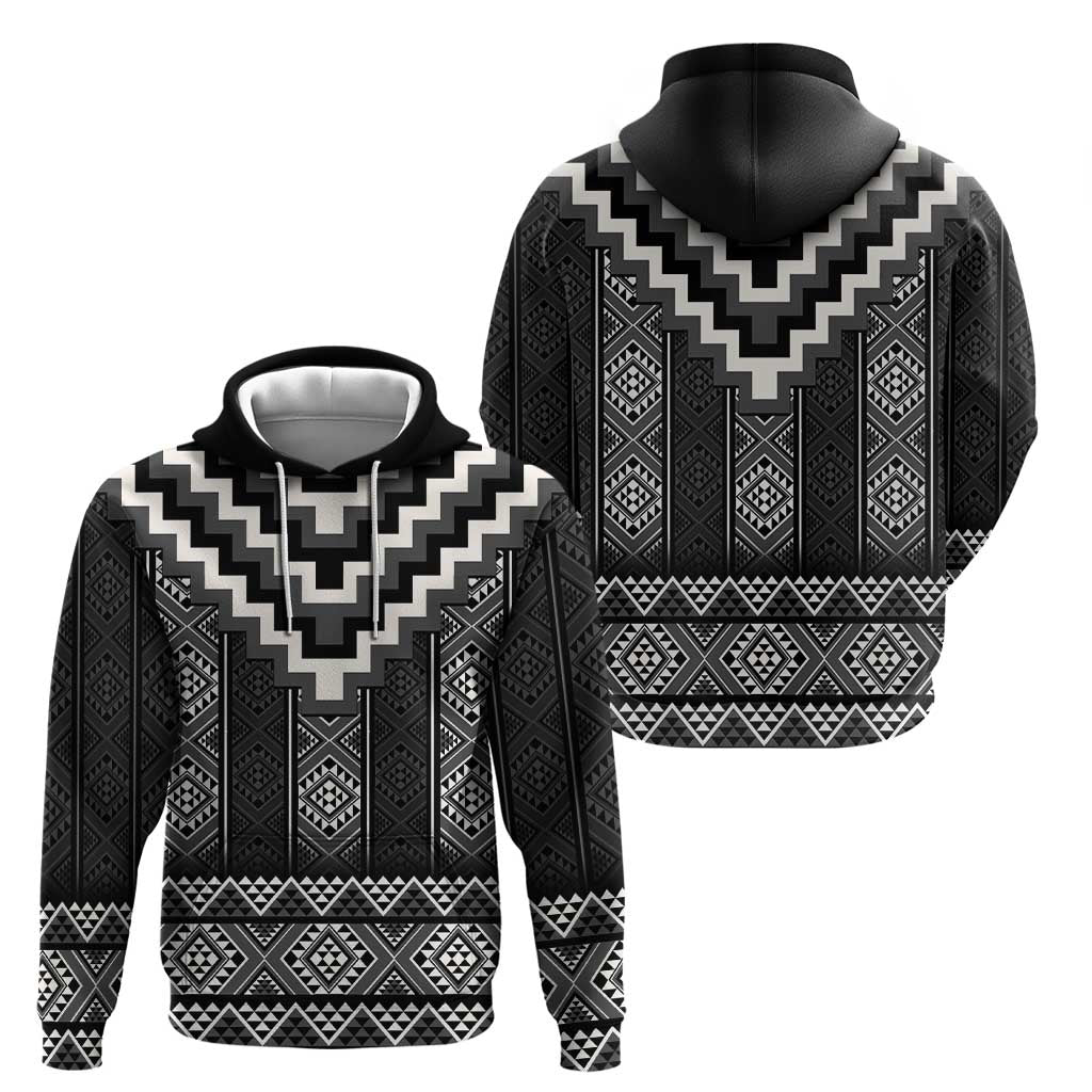 Black Taniko Aotearoa Hoodie Niho Taniwha Mix Poutama - Vibe Hoodie Shop