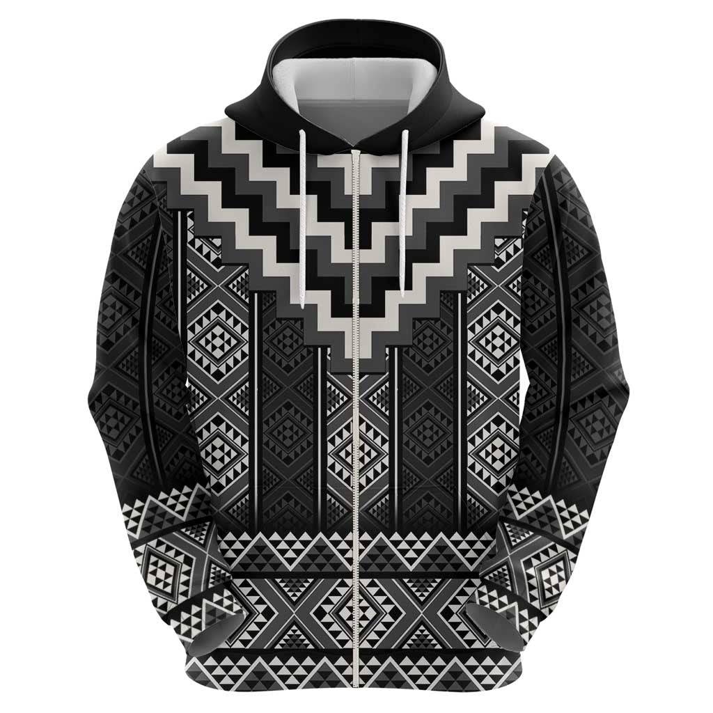 Black Taniko Aotearoa Hoodie Niho Taniwha Mix Poutama - Vibe Hoodie Shop