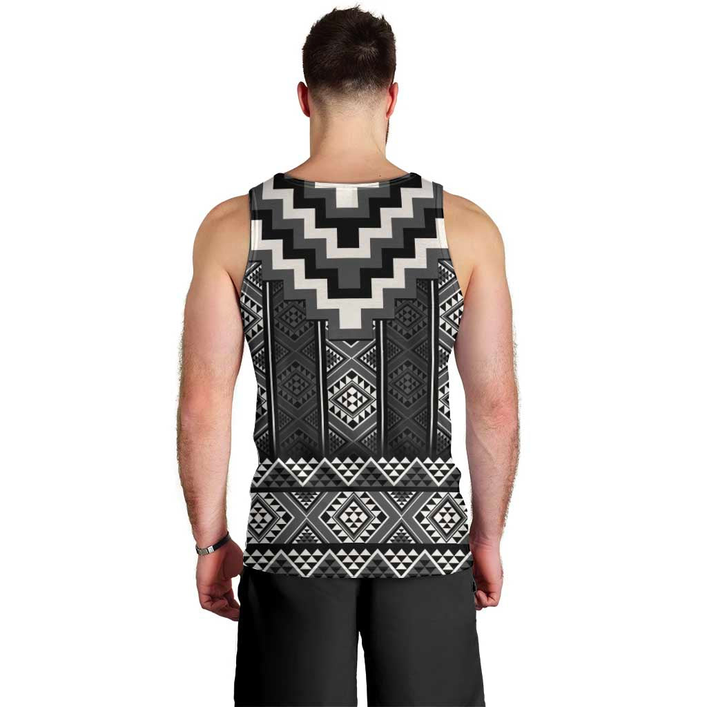 Black Taniko Aotearoa Men Tank Top Niho Taniwha Mix Poutama - Vibe Hoodie Shop