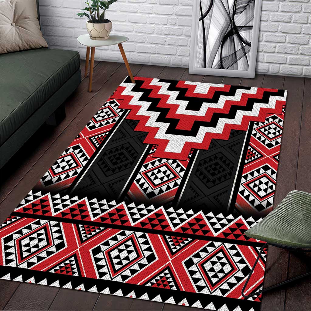 Red Taniko Aotearoa Area Rug Niho Taniwha Mix Poutama - Vibe Hoodie Shop