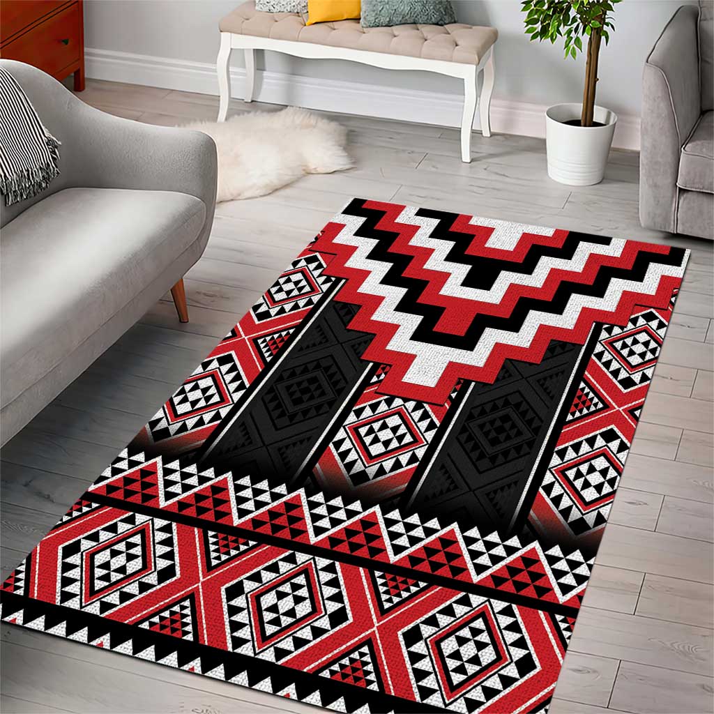 Red Taniko Aotearoa Area Rug Niho Taniwha Mix Poutama - Vibe Hoodie Shop