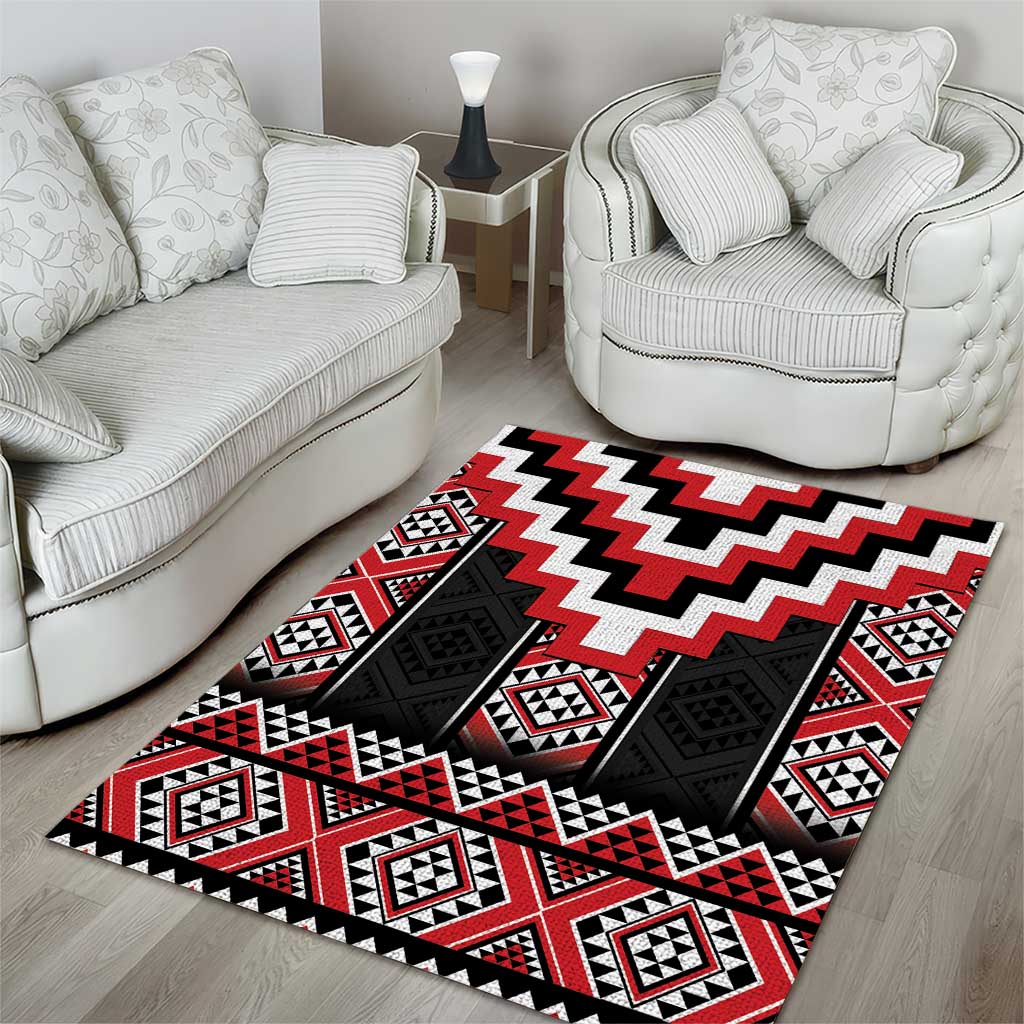 Red Taniko Aotearoa Area Rug Niho Taniwha Mix Poutama - Vibe Hoodie Shop