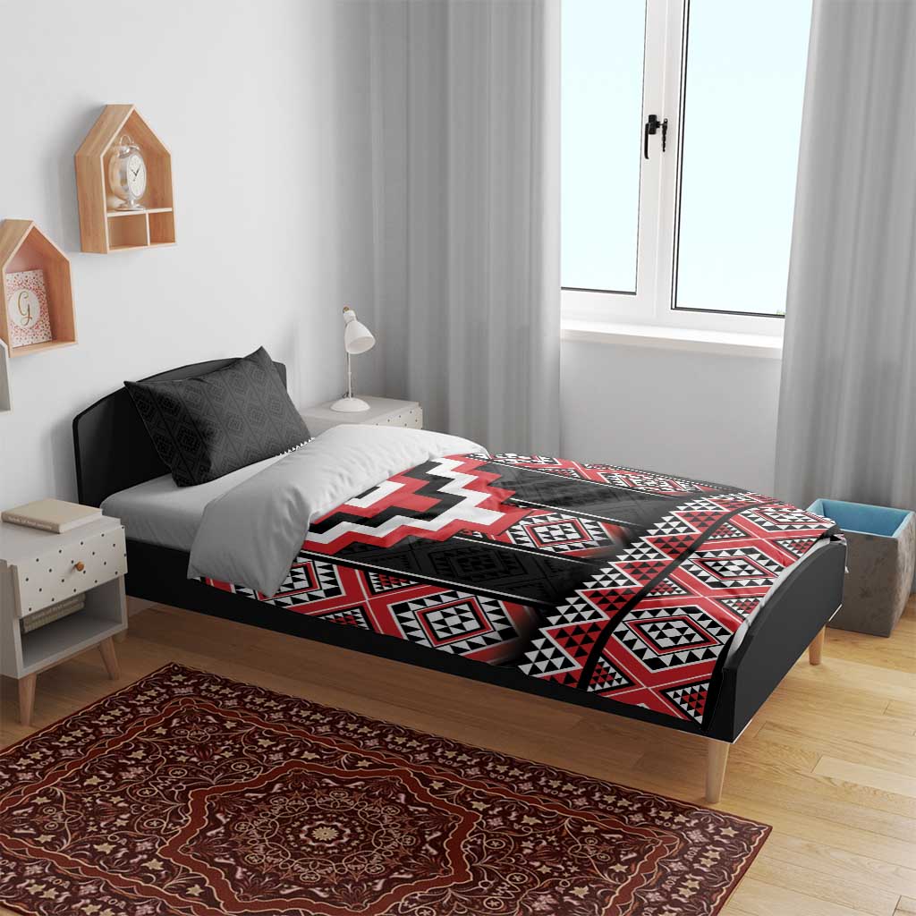Red Taniko Aotearoa Bedding Set Niho Taniwha Mix Poutama - Vibe Hoodie Shop