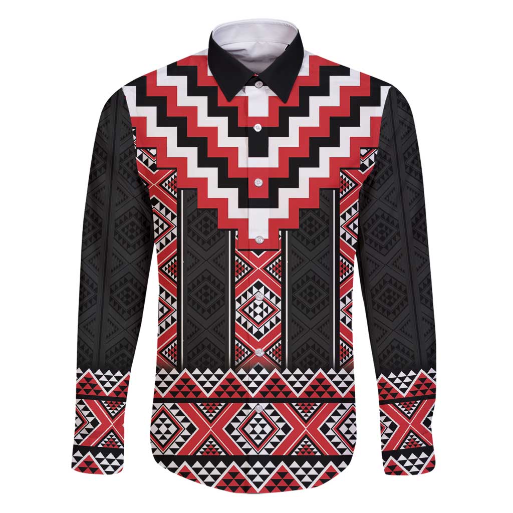 Red Taniko Aotearoa Family Matching Puletasi and Hawaiian Shirt Niho Taniwha Mix Poutama LT14