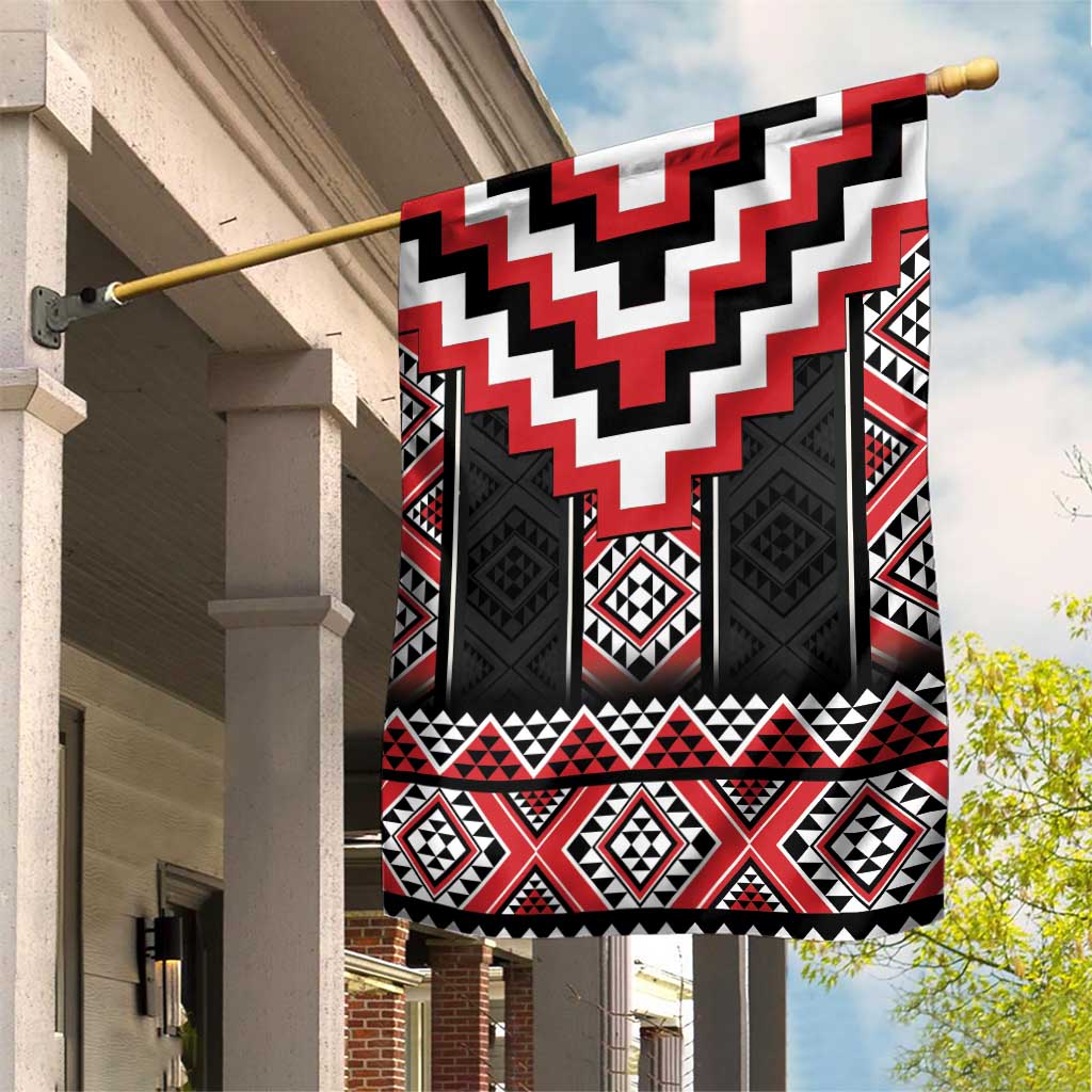 Red Taniko Aotearoa Garden Flag Niho Taniwha Mix Poutama - Vibe Hoodie Shop