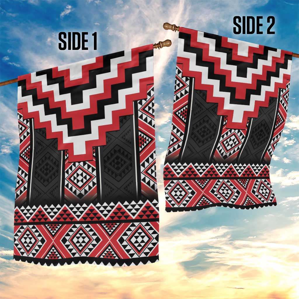 Red Taniko Aotearoa Garden Flag Niho Taniwha Mix Poutama - Vibe Hoodie Shop