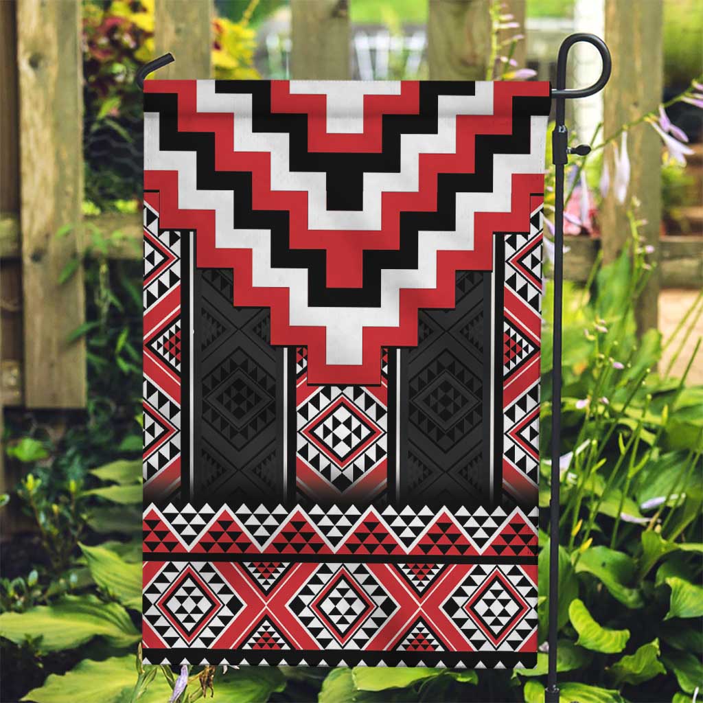 Red Taniko Aotearoa Garden Flag Niho Taniwha Mix Poutama - Vibe Hoodie Shop