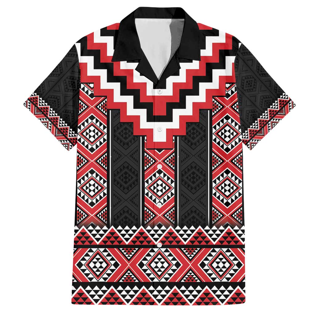 Red Taniko Aotearoa Hawaiian Shirt Niho Taniwha Mix Poutama - Vibe Hoodie Shop