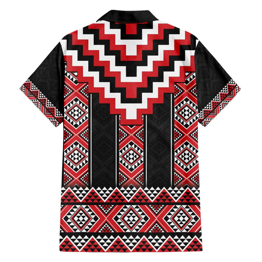 Red Taniko Aotearoa Hawaiian Shirt Niho Taniwha Mix Poutama - Vibe Hoodie Shop