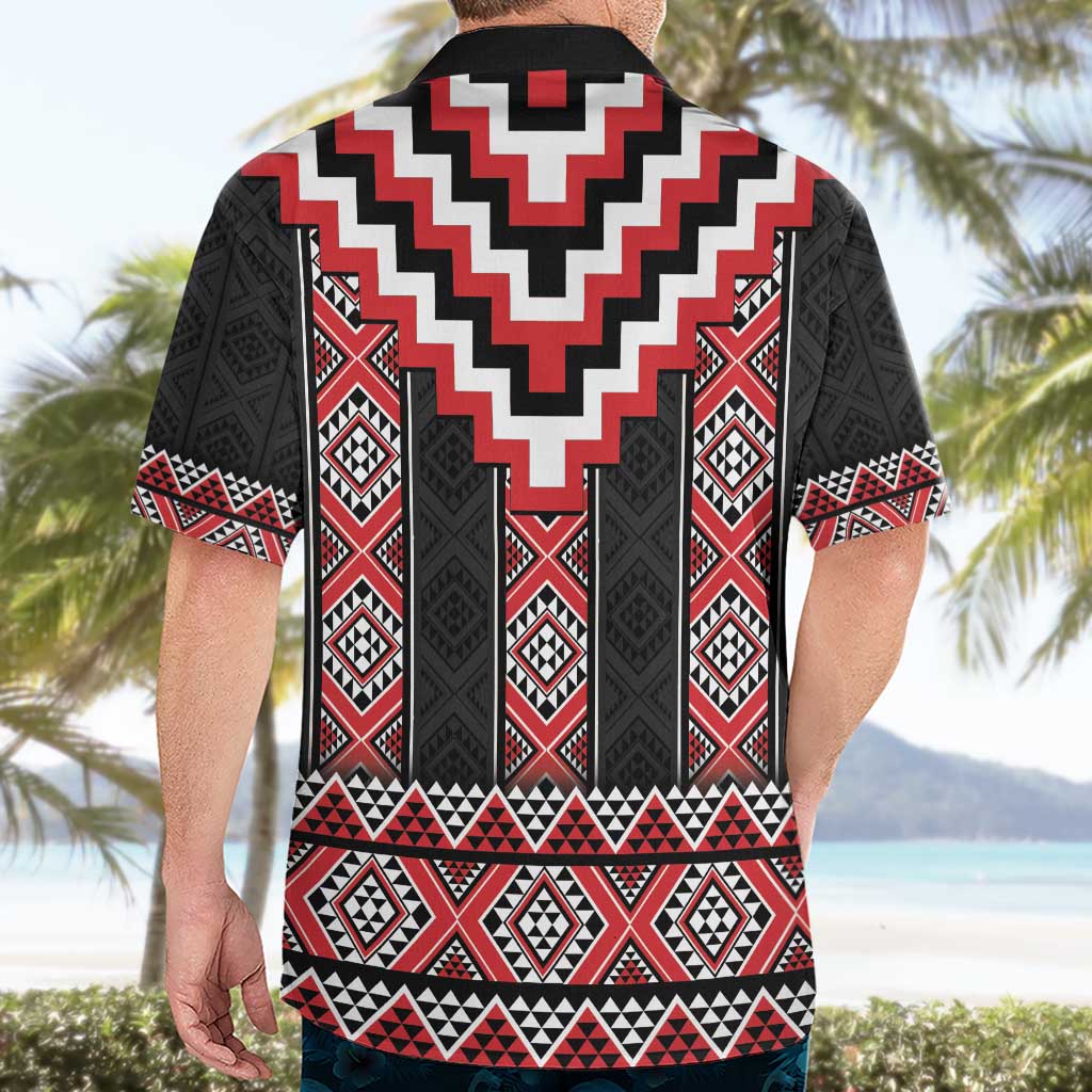 Red Taniko Aotearoa Hawaiian Shirt Niho Taniwha Mix Poutama - Vibe Hoodie Shop