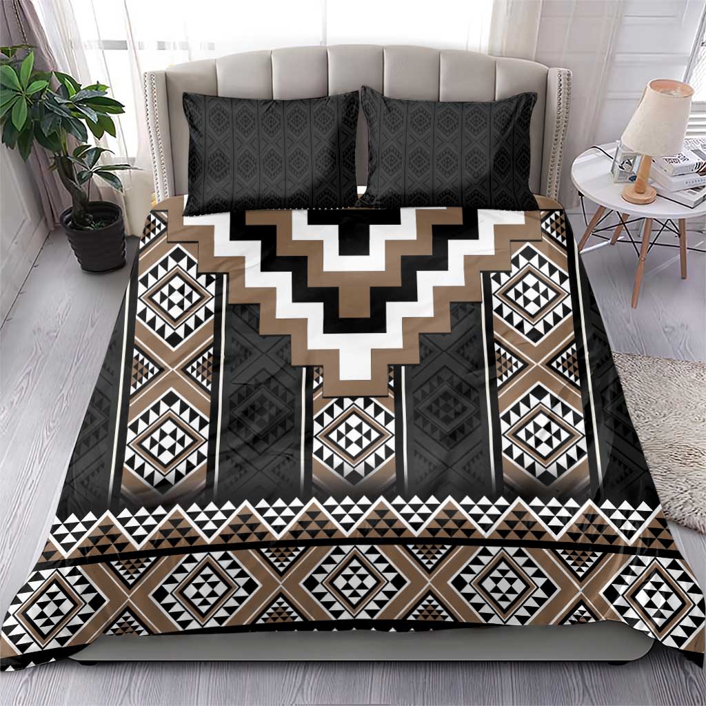 Brown Taniko Aotearoa Bedding Set Niho Taniwha Mix Poutama - Vibe Hoodie Shop