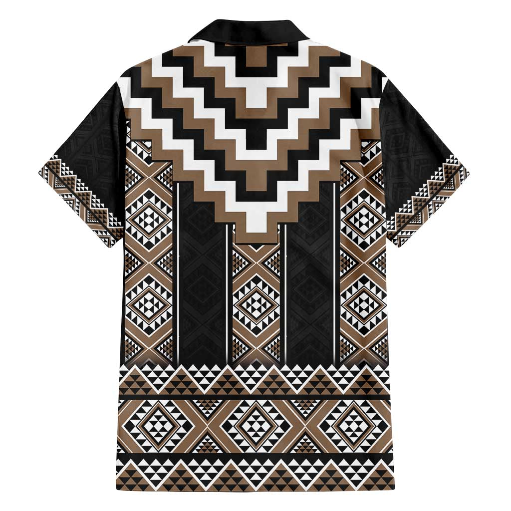 Brown Taniko Aotearoa Family Matching Long Sleeve Bodycon Dress and Hawaiian Shirt Niho Taniwha Mix Poutama LT14