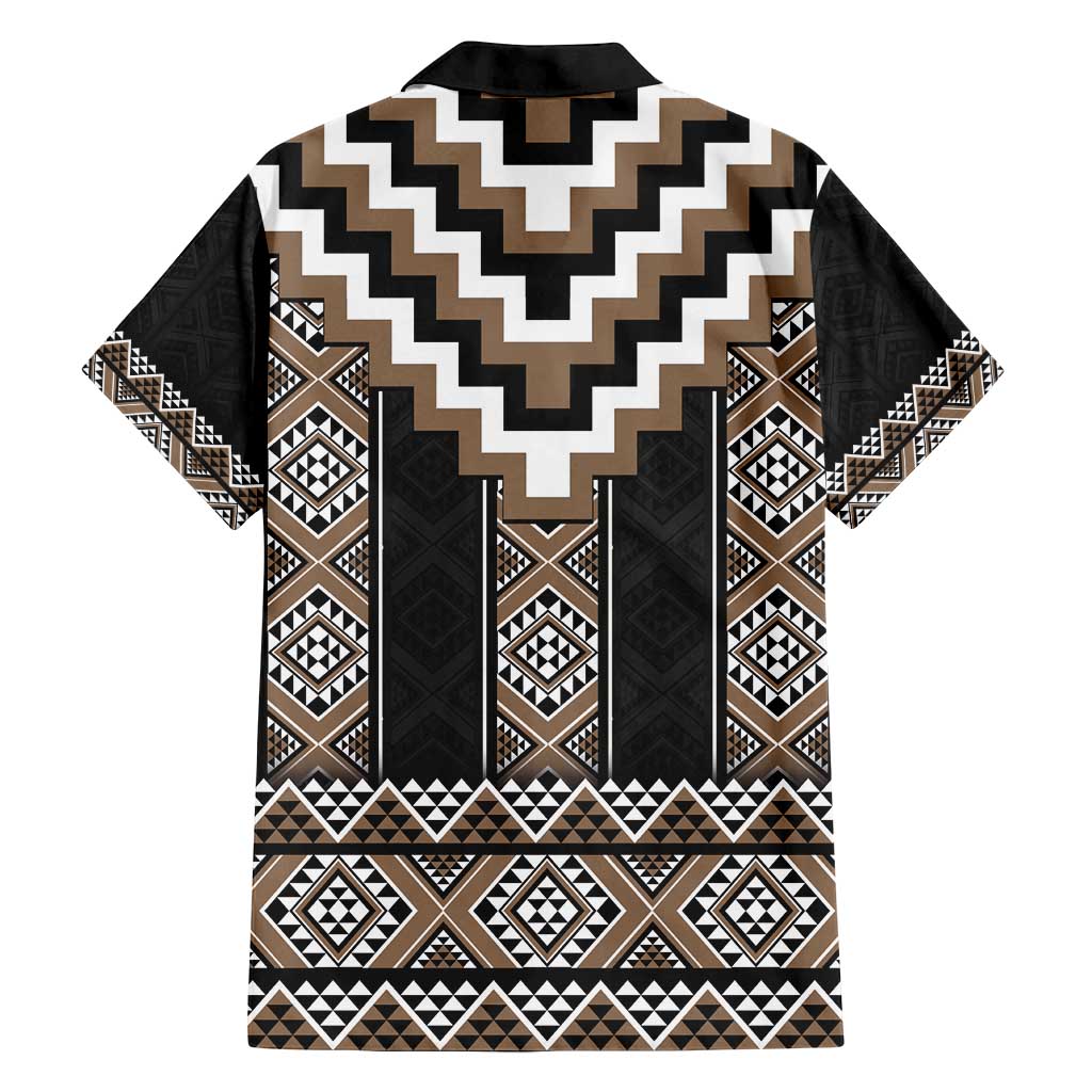 Brown Taniko Aotearoa Family Matching Puletasi and Hawaiian Shirt Niho Taniwha Mix Poutama LT14