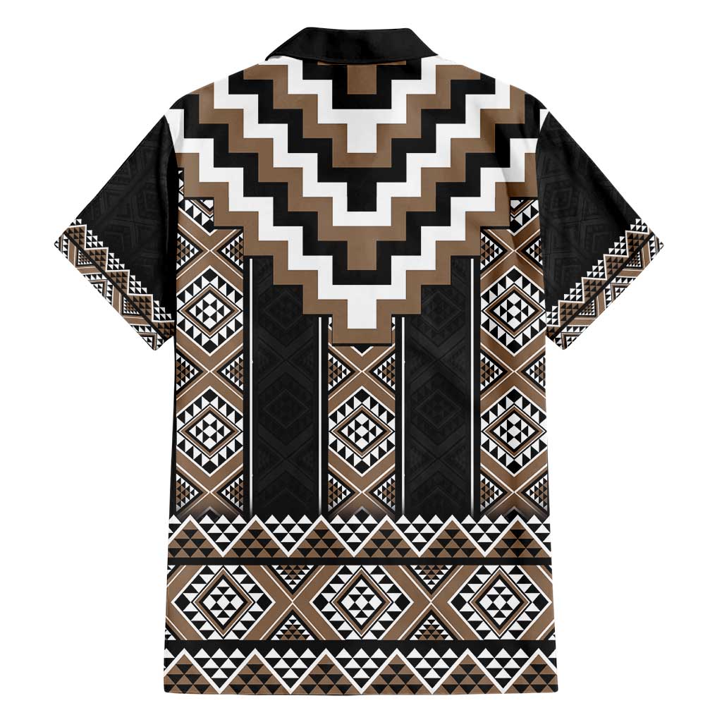 Brown Taniko Aotearoa Family Matching Short Sleeve Bodycon Dress and Hawaiian Shirt Niho Taniwha Mix Poutama LT14