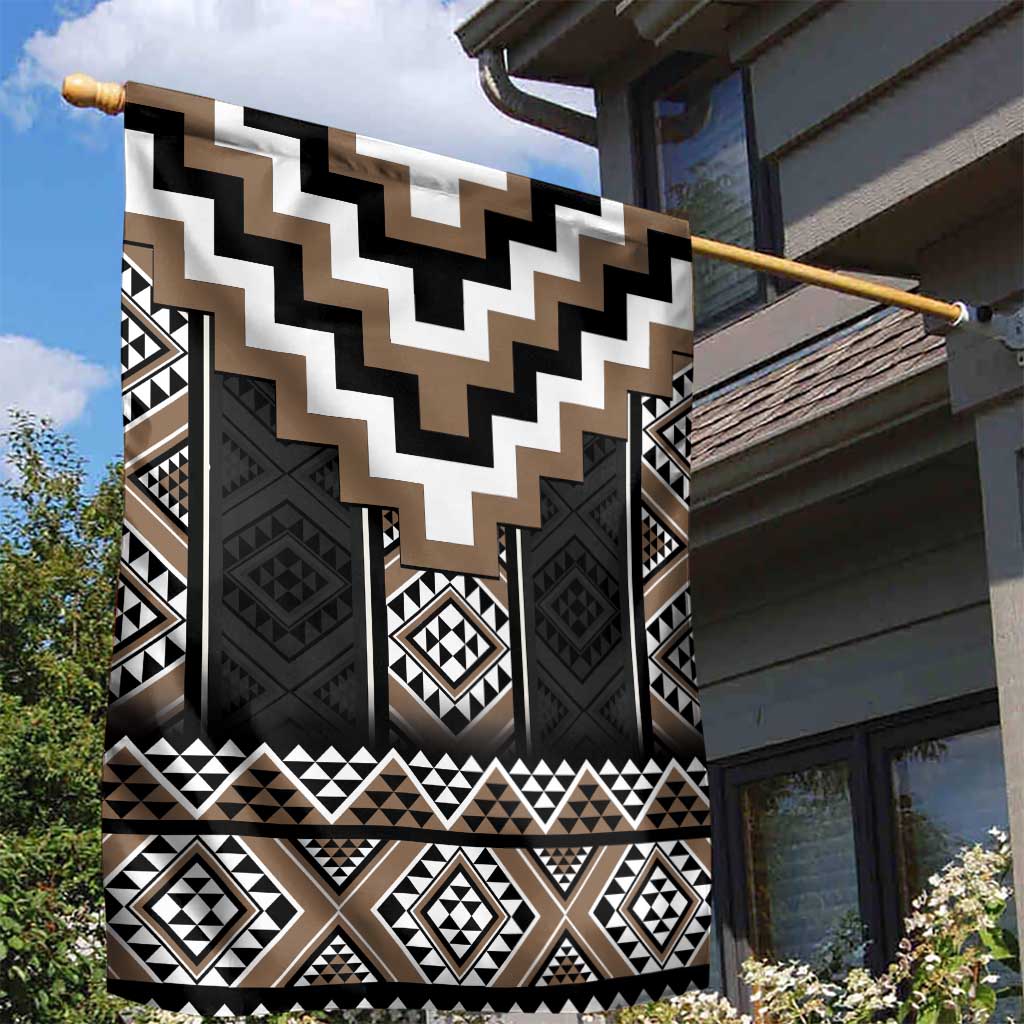 Brown Taniko Aotearoa Garden Flag Niho Taniwha Mix Poutama - Vibe Hoodie Shop