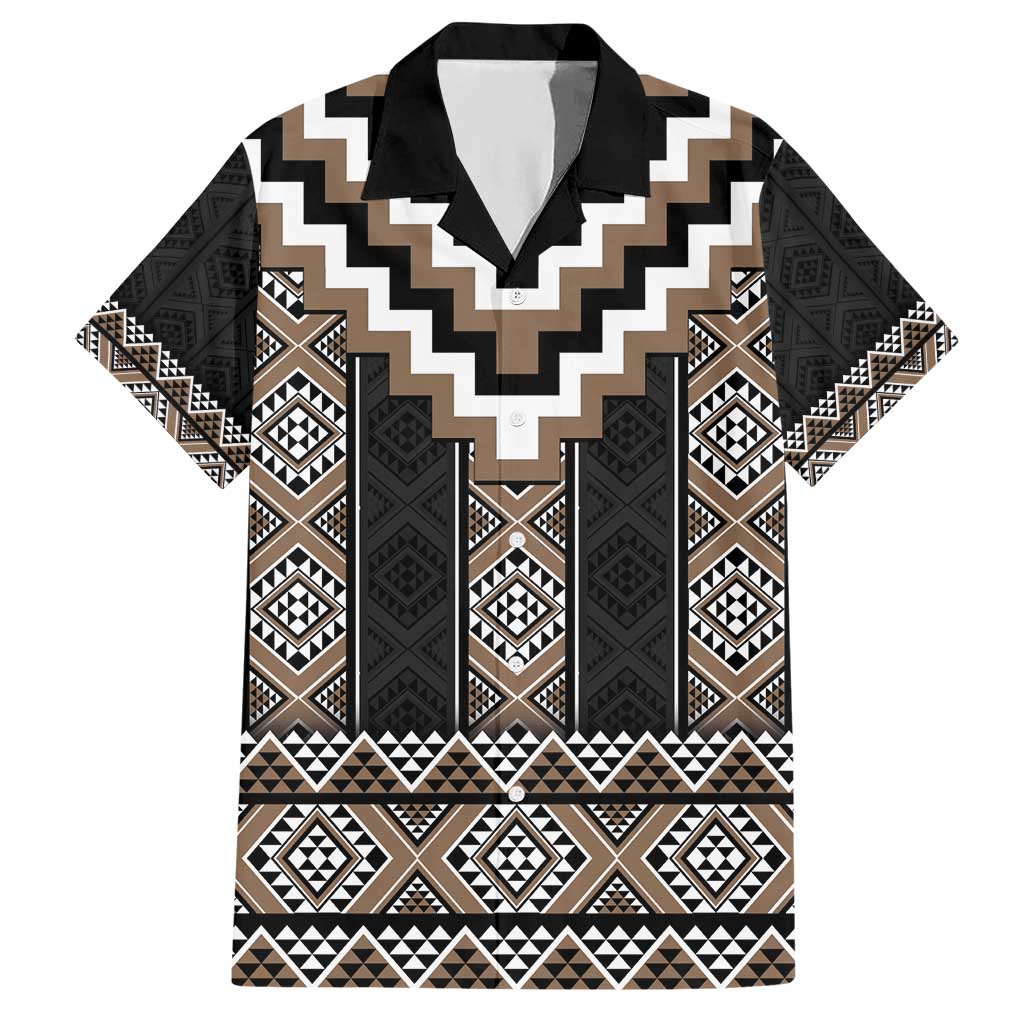 Brown Taniko Aotearoa Hawaiian Shirt Niho Taniwha Mix Poutama - Vibe Hoodie Shop