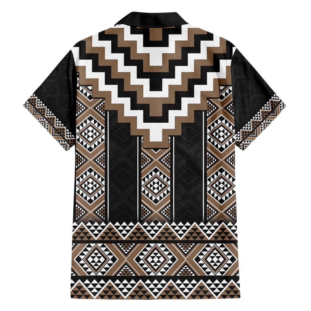 Brown Taniko Aotearoa Hawaiian Shirt Niho Taniwha Mix Poutama - Vibe Hoodie Shop