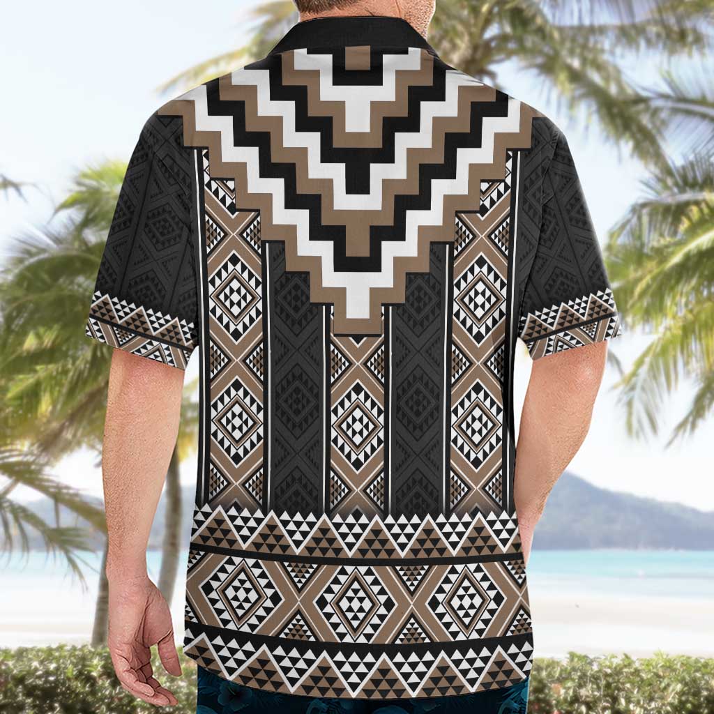 Brown Taniko Aotearoa Hawaiian Shirt Niho Taniwha Mix Poutama - Vibe Hoodie Shop