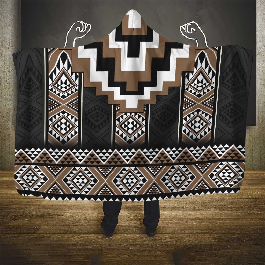 Brown Taniko Aotearoa Hooded Blanket Niho Taniwha Mix Poutama LT14
