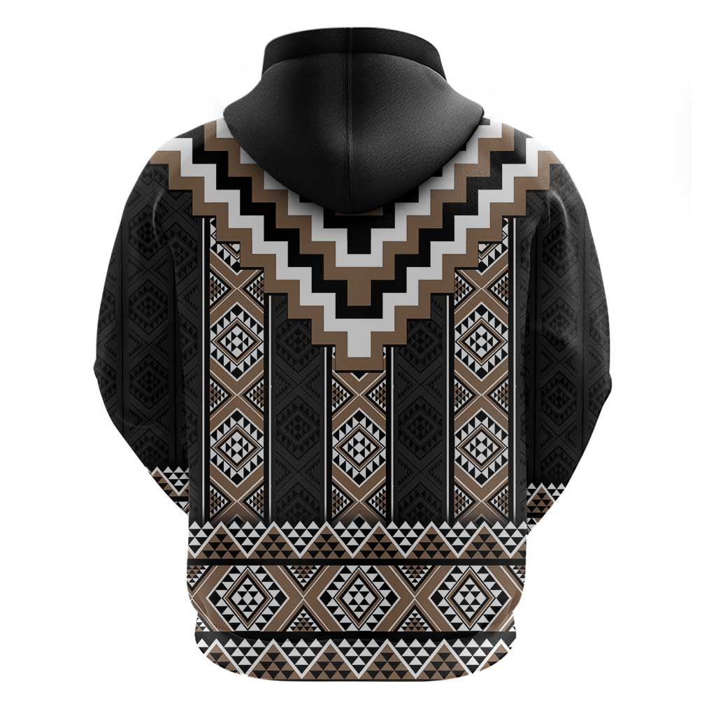 Brown Taniko Aotearoa Hoodie Niho Taniwha Mix Poutama - Vibe Hoodie Shop