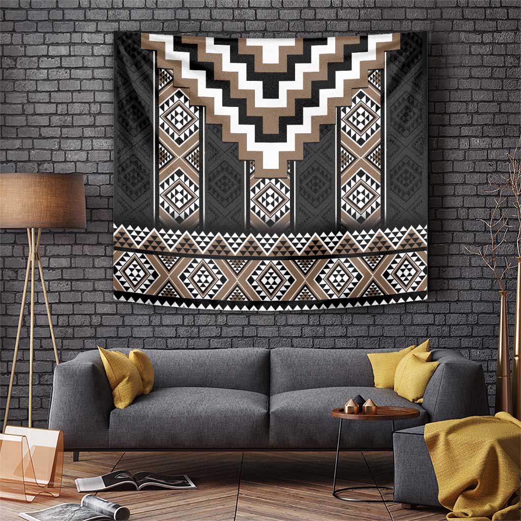 Brown Taniko Aotearoa Tapestry Niho Taniwha Mix Poutama - Vibe Hoodie Shop