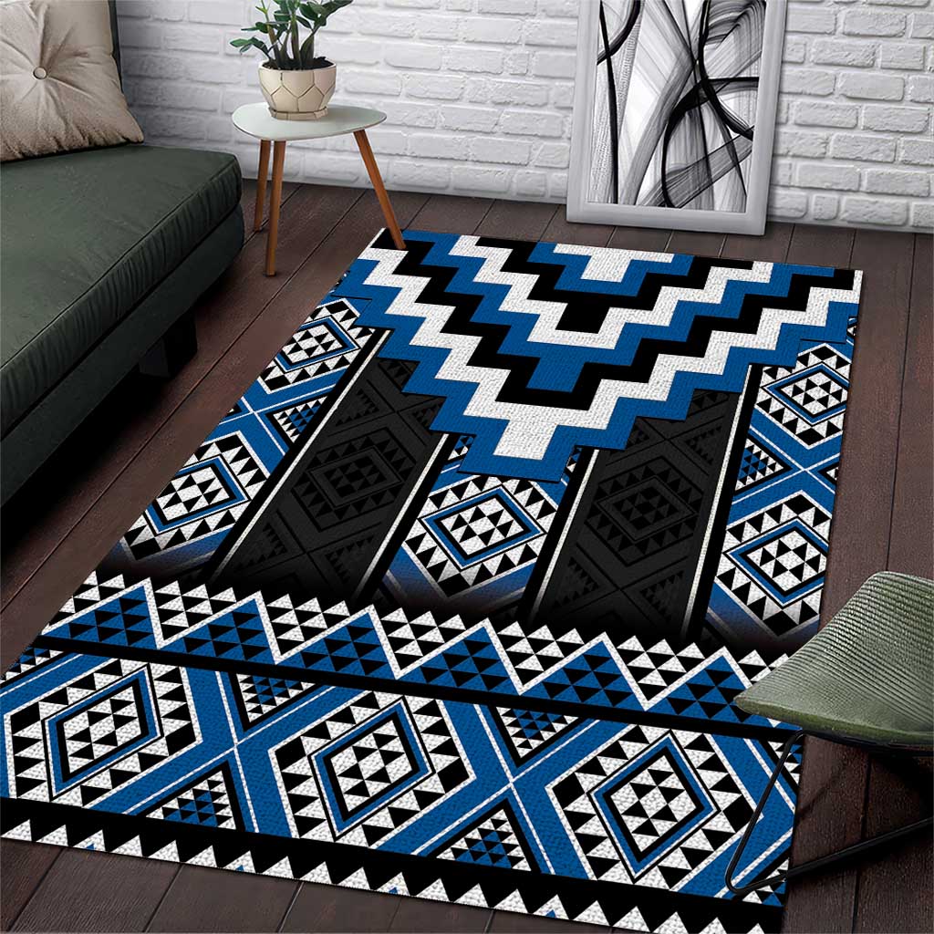 Blue Taniko Aotearoa Area Rug Niho Taniwha Mix Poutama - Vibe Hoodie Shop