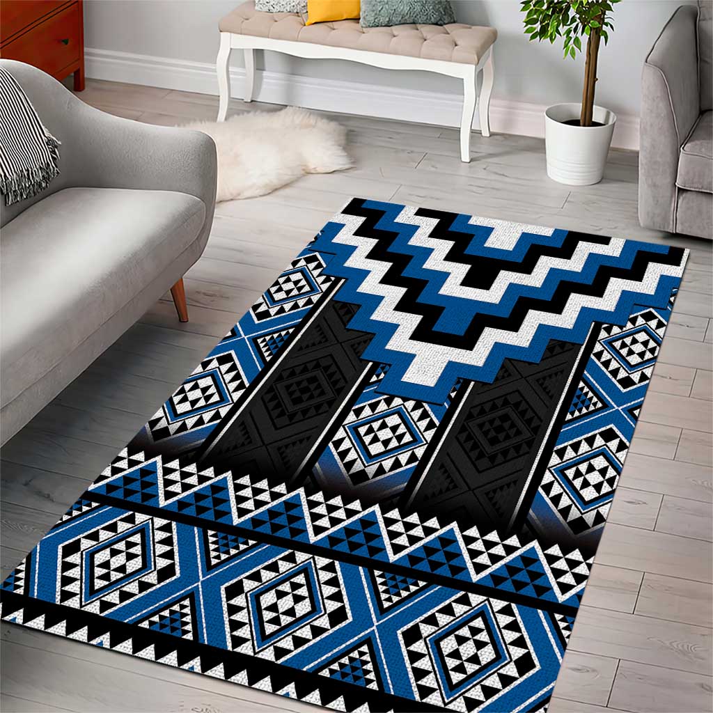 Blue Taniko Aotearoa Area Rug Niho Taniwha Mix Poutama - Vibe Hoodie Shop