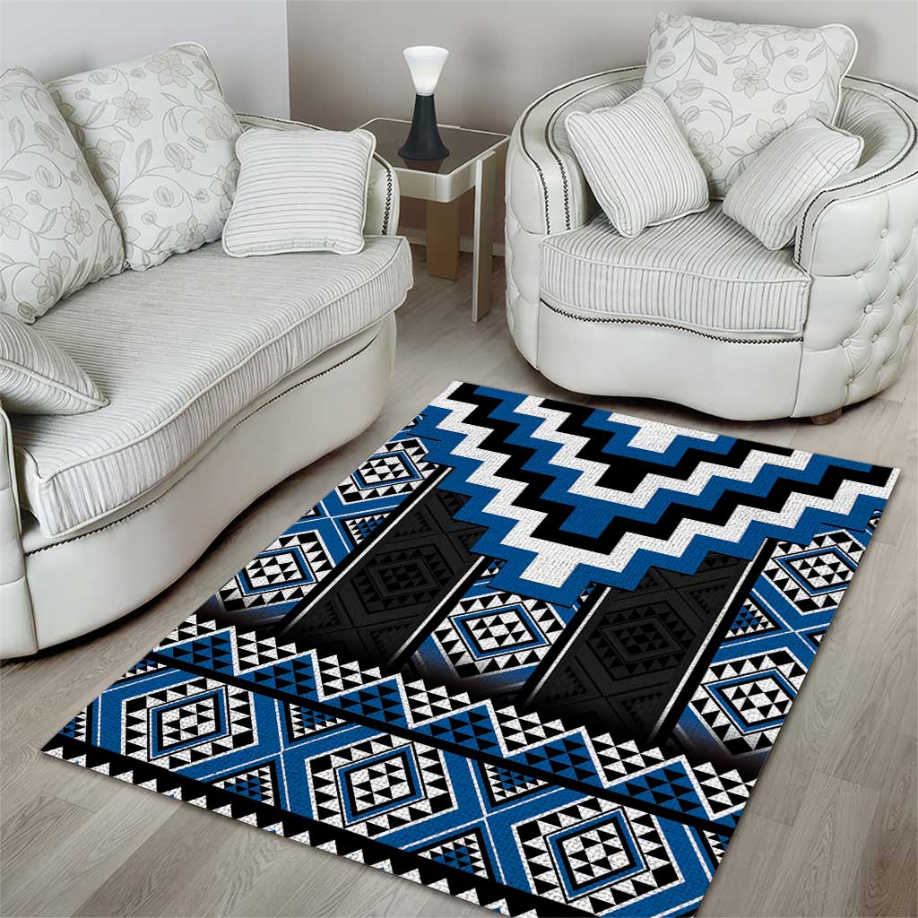 Blue Taniko Aotearoa Area Rug Niho Taniwha Mix Poutama - Vibe Hoodie Shop