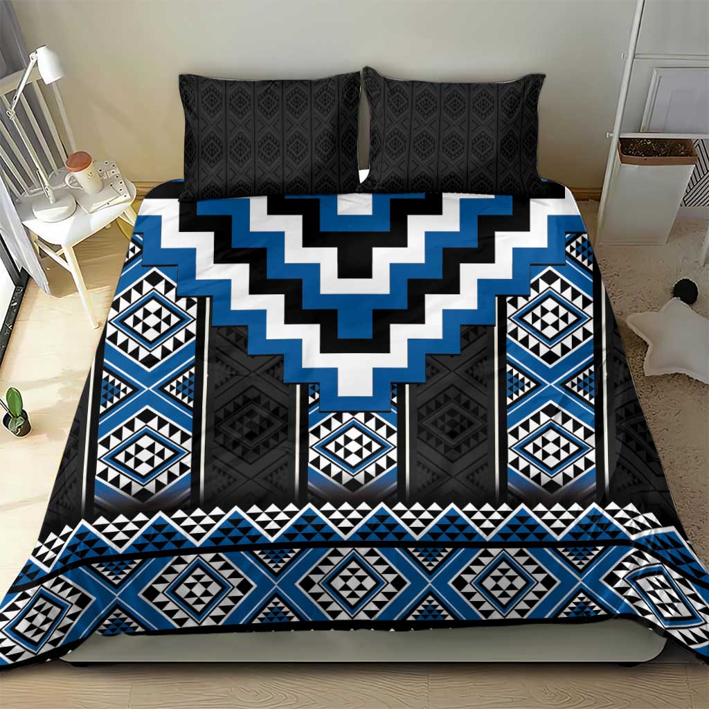 Blue Taniko Aotearoa Bedding Set Niho Taniwha Mix Poutama - Vibe Hoodie Shop