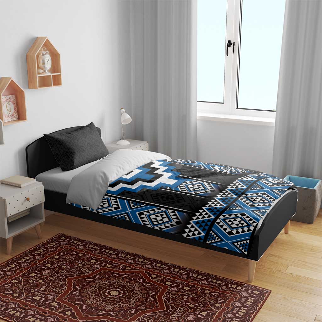 Blue Taniko Aotearoa Bedding Set Niho Taniwha Mix Poutama - Vibe Hoodie Shop