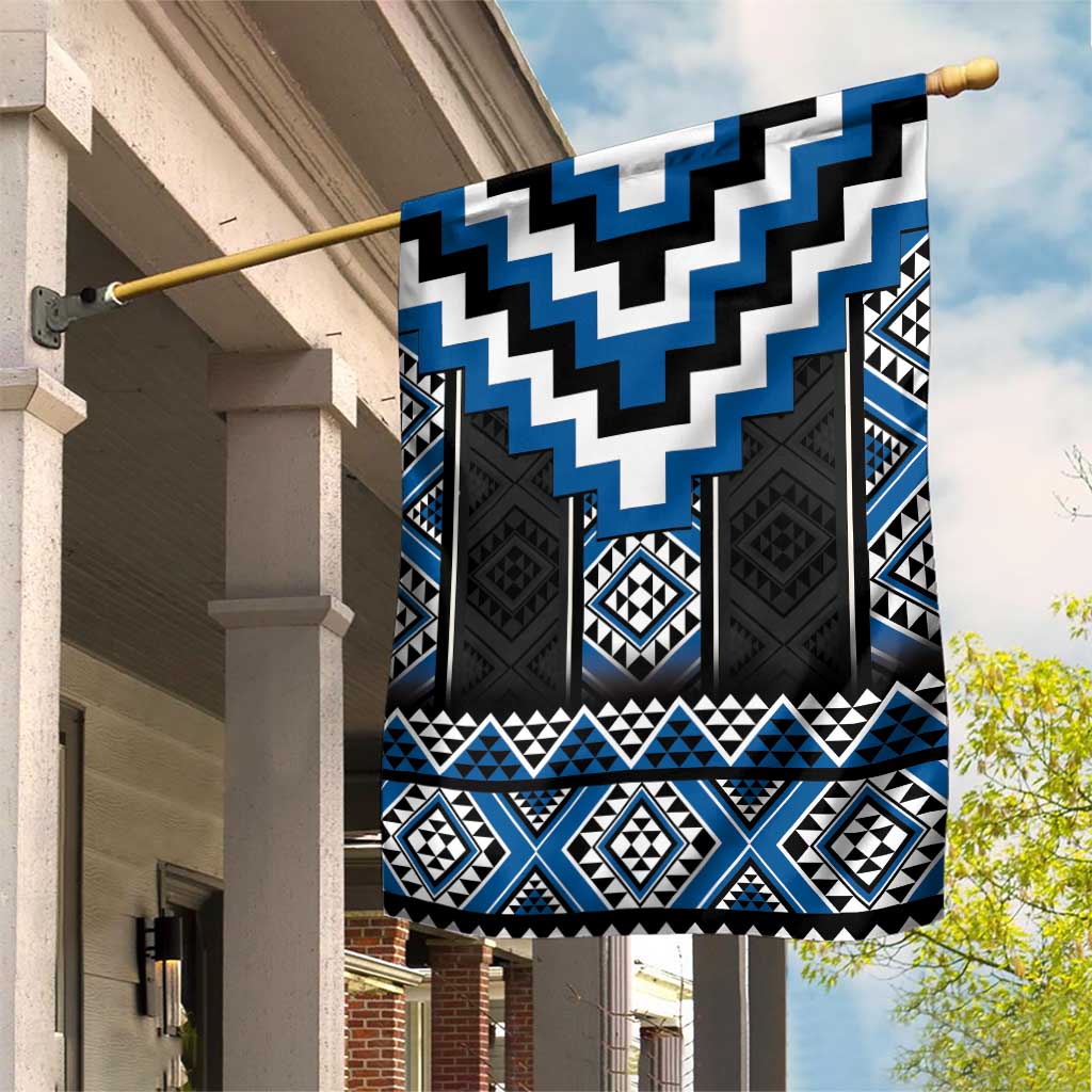 Blue Taniko Aotearoa Garden Flag Niho Taniwha Mix Poutama - Vibe Hoodie Shop