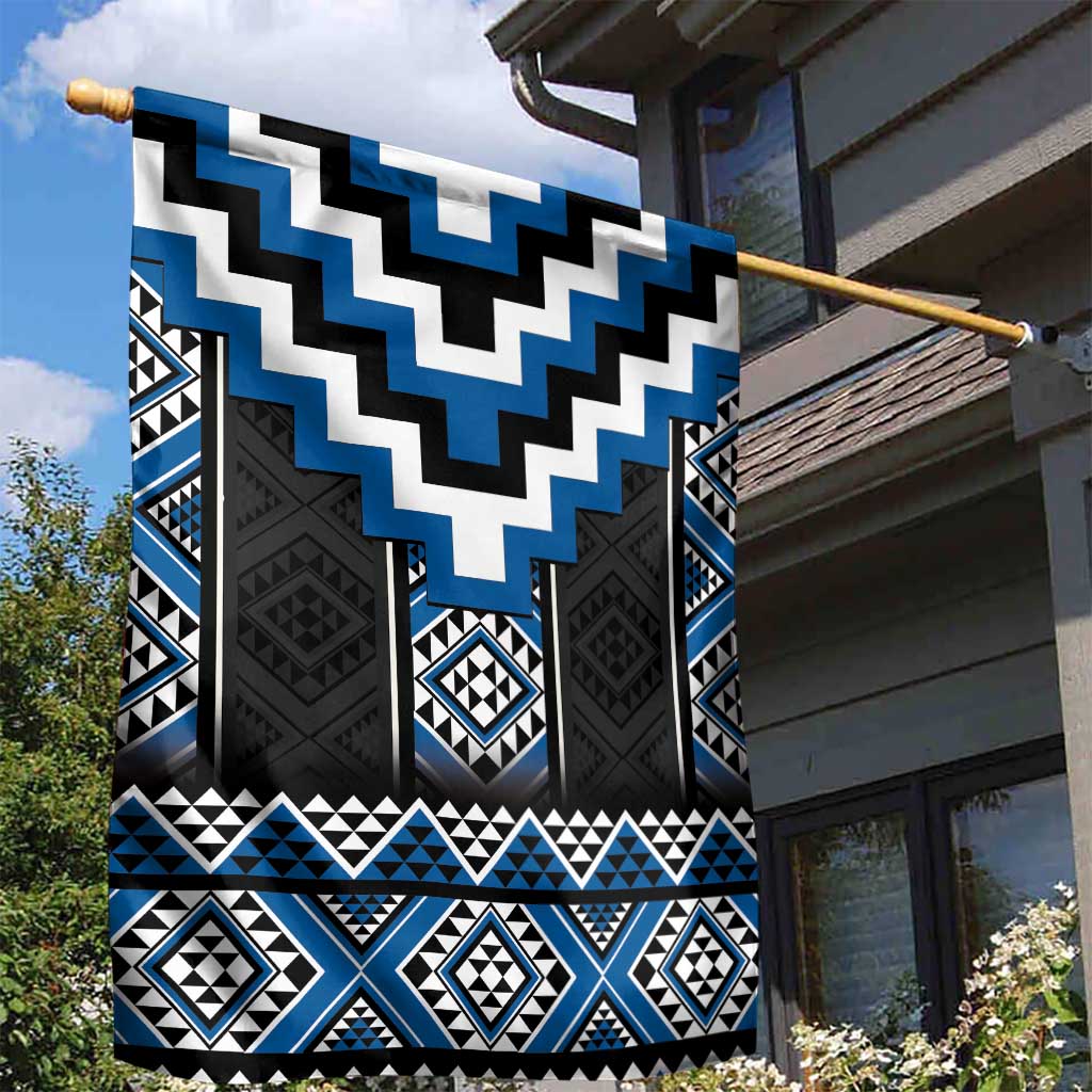 Blue Taniko Aotearoa Garden Flag Niho Taniwha Mix Poutama - Vibe Hoodie Shop