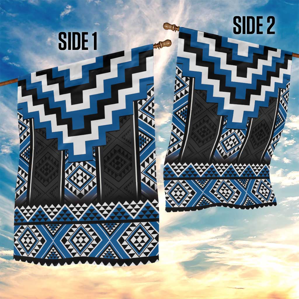 Blue Taniko Aotearoa Garden Flag Niho Taniwha Mix Poutama - Vibe Hoodie Shop