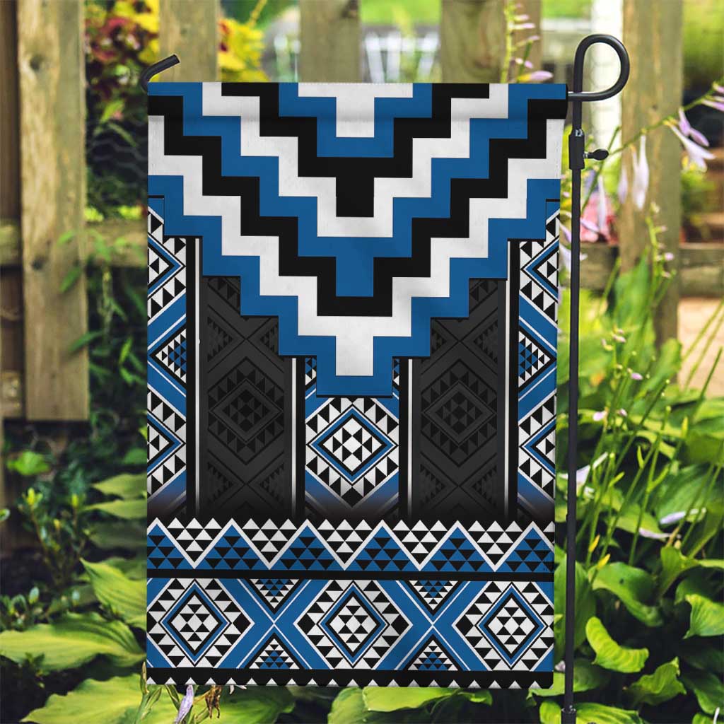 Blue Taniko Aotearoa Garden Flag Niho Taniwha Mix Poutama - Vibe Hoodie Shop