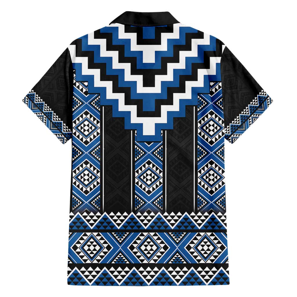 Blue Taniko Aotearoa Hawaiian Shirt Niho Taniwha Mix Poutama - Vibe Hoodie Shop