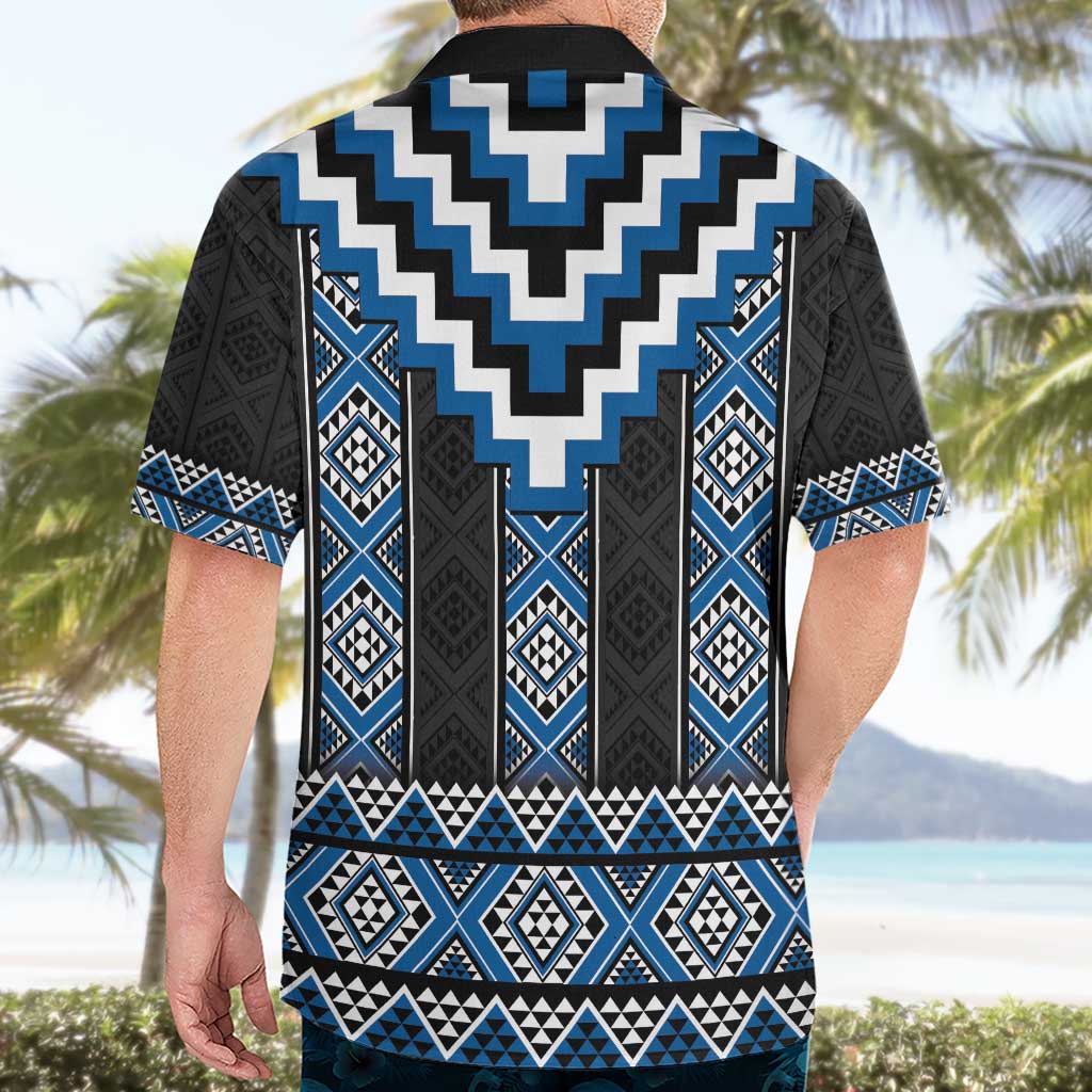 Blue Taniko Aotearoa Hawaiian Shirt Niho Taniwha Mix Poutama - Vibe Hoodie Shop