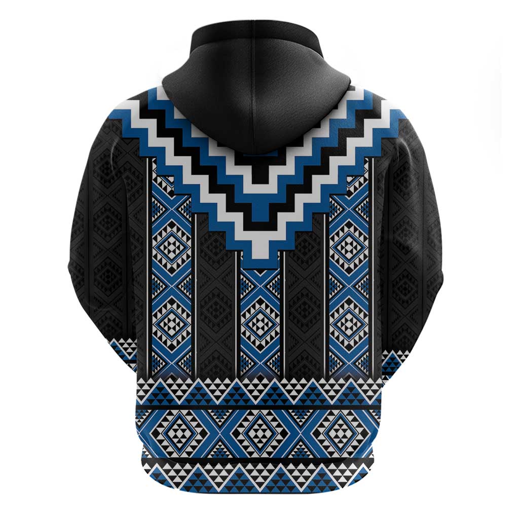 Blue Taniko Aotearoa Hoodie Niho Taniwha Mix Poutama - Vibe Hoodie Shop