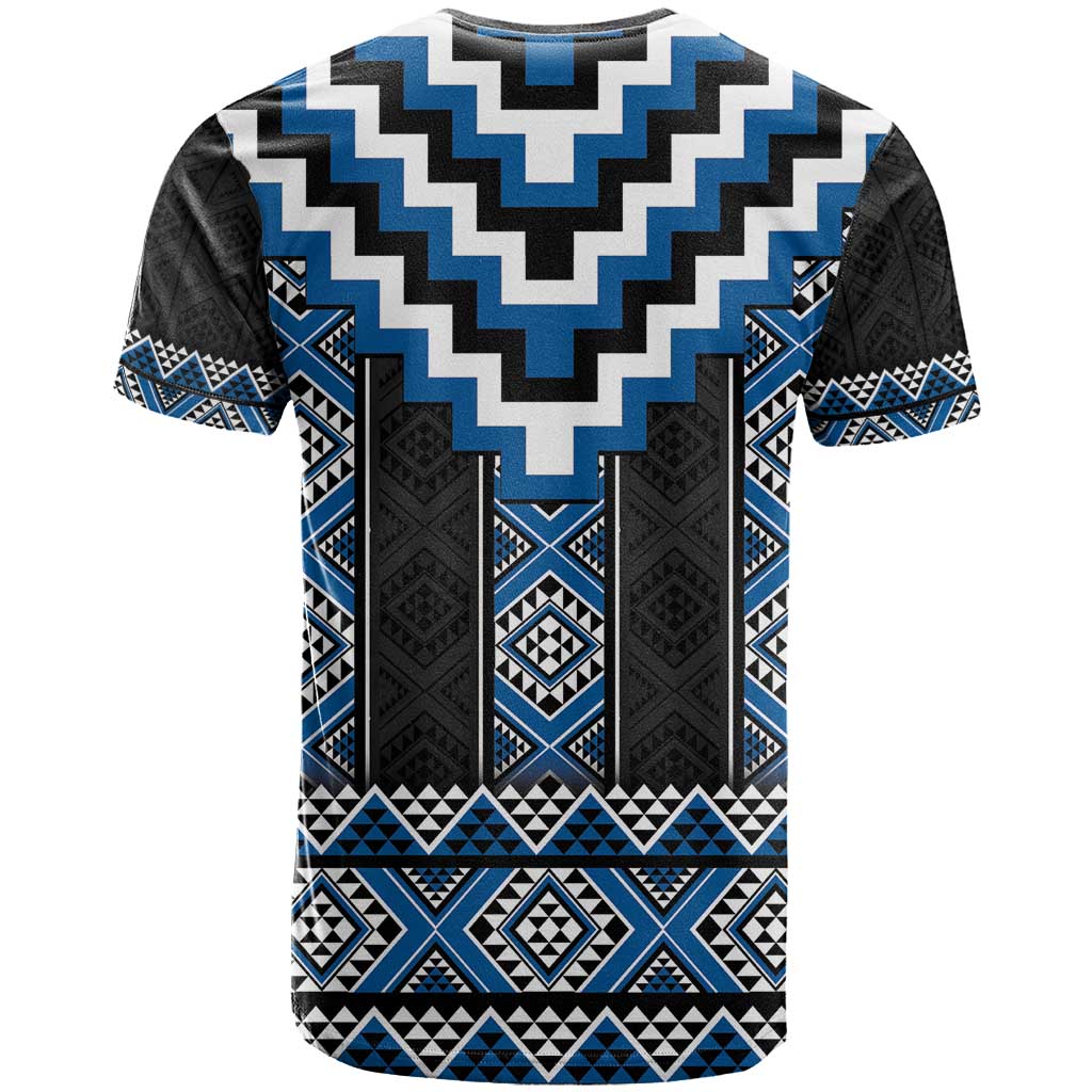 Blue Taniko Aotearoa T Shirt Niho Taniwha Mix Poutama - Vibe Hoodie Shop