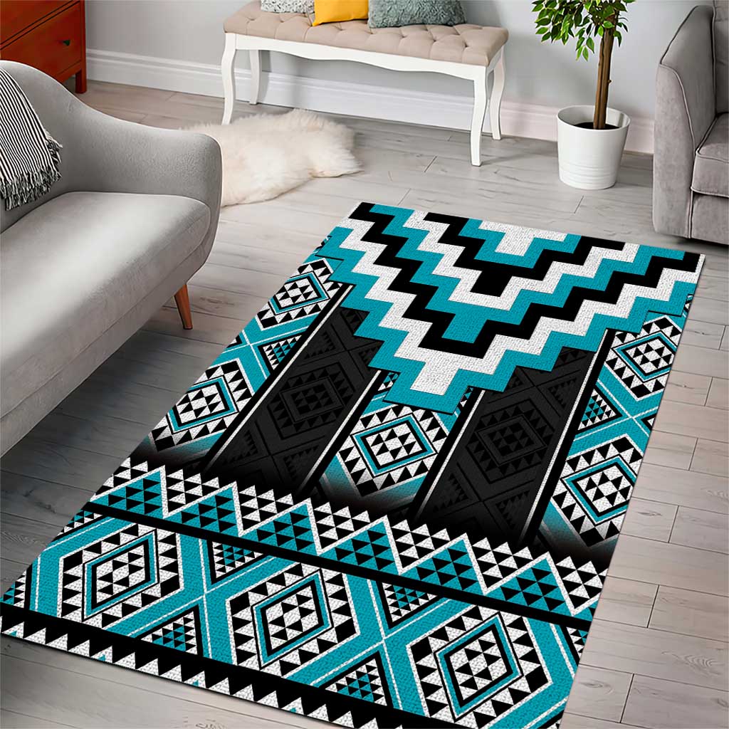 Turquoise Taniko Pattern Aotearoa Area Rug Niho Taniwha Mix Poutama - Vibe Hoodie Shop