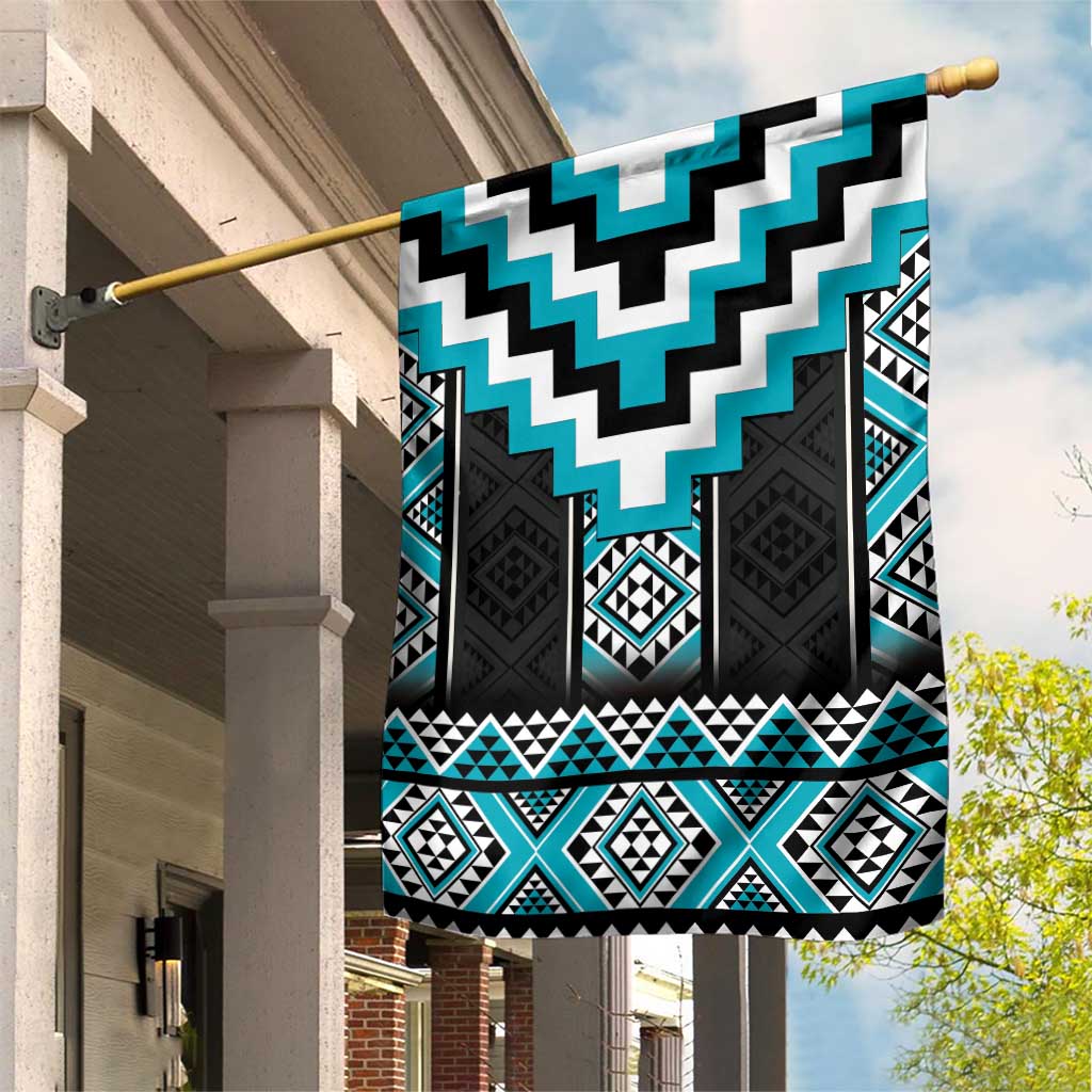 Turquoise Taniko Pattern Aotearoa Garden Flag Niho Taniwha Mix Poutama - Vibe Hoodie Shop