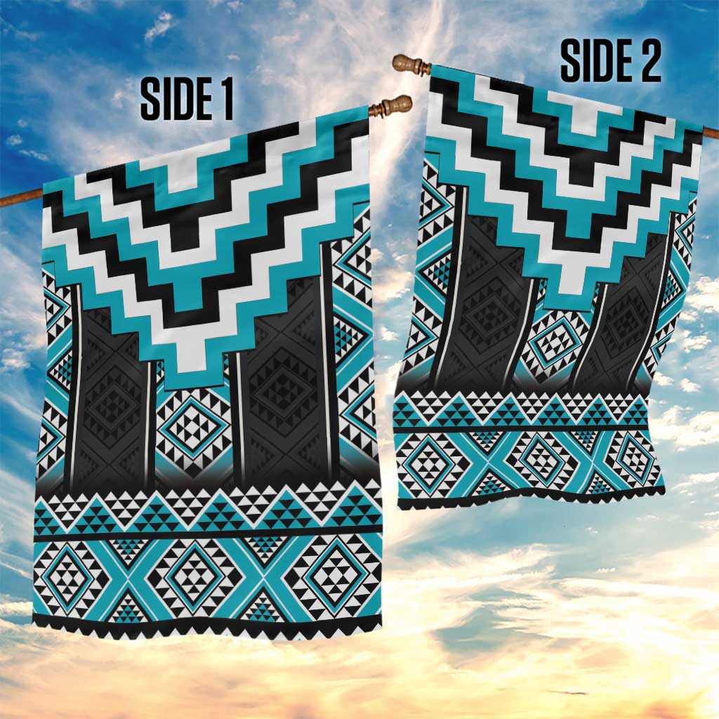 Turquoise Taniko Pattern Aotearoa Garden Flag Niho Taniwha Mix Poutama - Vibe Hoodie Shop
