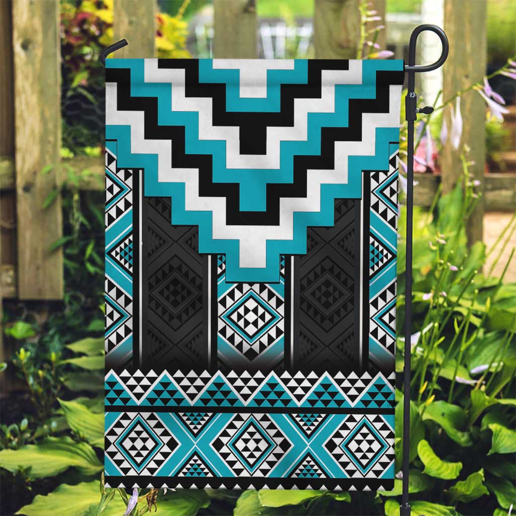 Turquoise Taniko Pattern Aotearoa Garden Flag Niho Taniwha Mix Poutama - Vibe Hoodie Shop