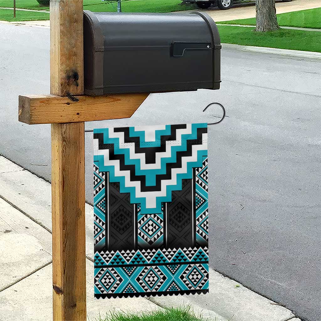 Turquoise Taniko Pattern Aotearoa Garden Flag Niho Taniwha Mix Poutama - Vibe Hoodie Shop