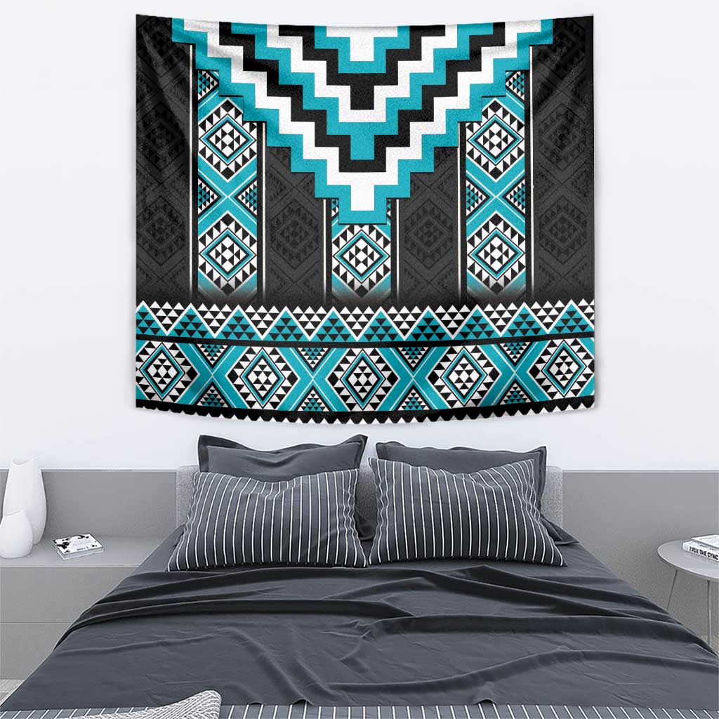 Turquoise Taniko Pattern Aotearoa Tapestry Niho Taniwha Mix Poutama - Vibe Hoodie Shop