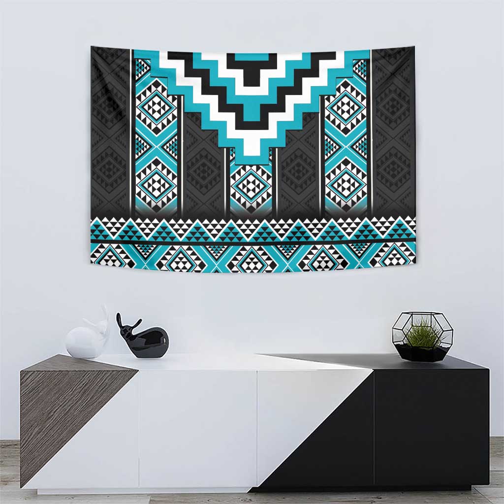 Turquoise Taniko Pattern Aotearoa Tapestry Niho Taniwha Mix Poutama - Vibe Hoodie Shop