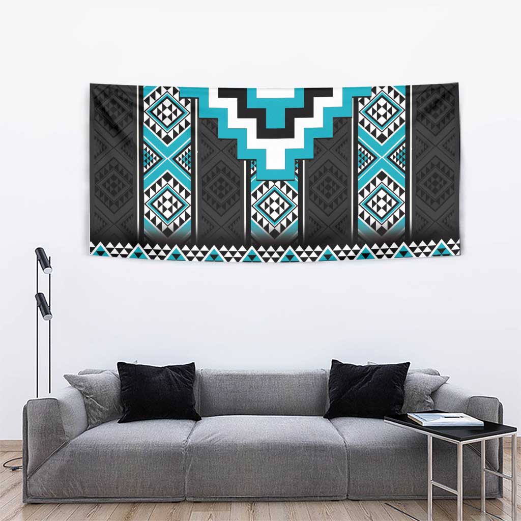 Turquoise Taniko Pattern Aotearoa Tapestry Niho Taniwha Mix Poutama - Vibe Hoodie Shop